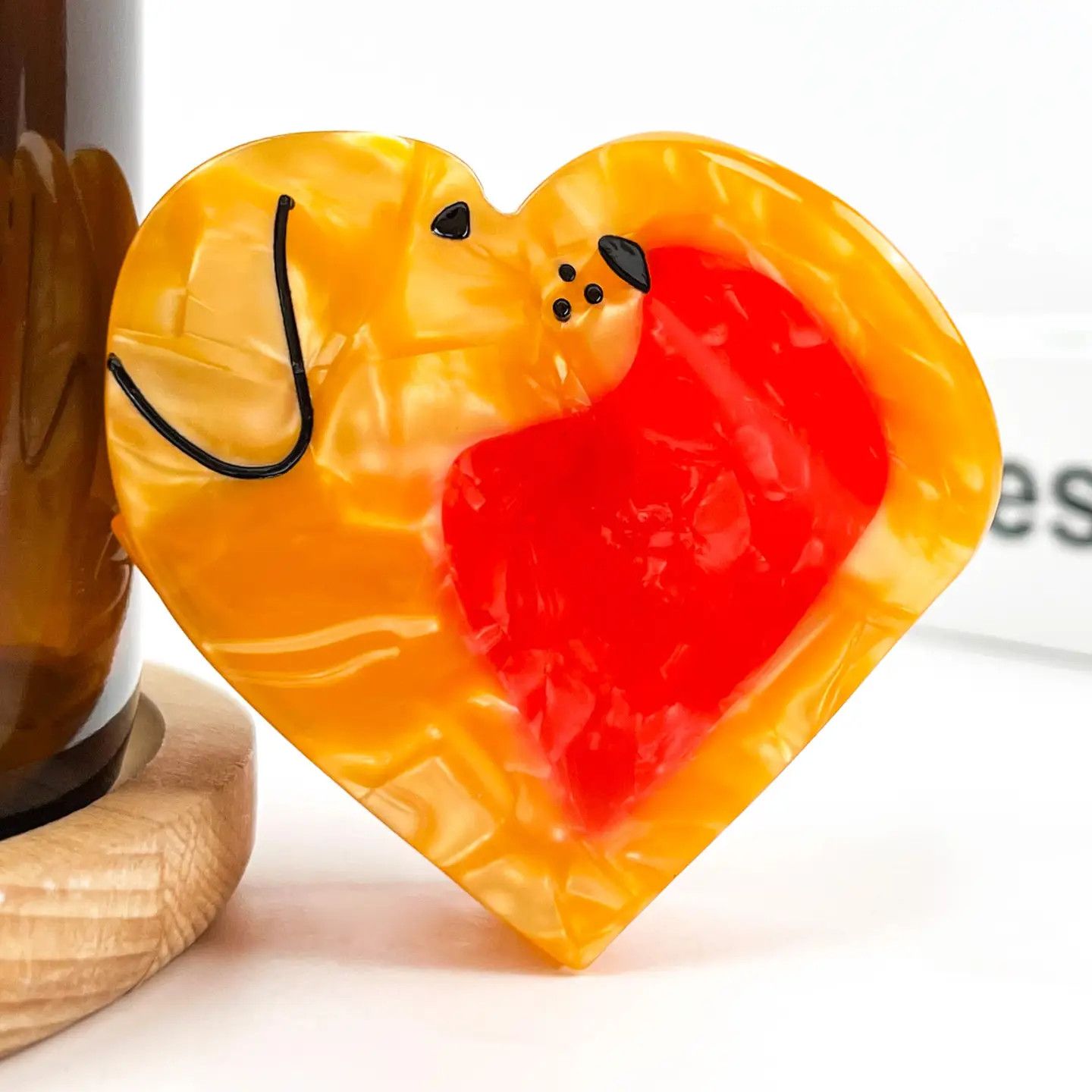 HAIR CLIP YELLOW LAB HEART