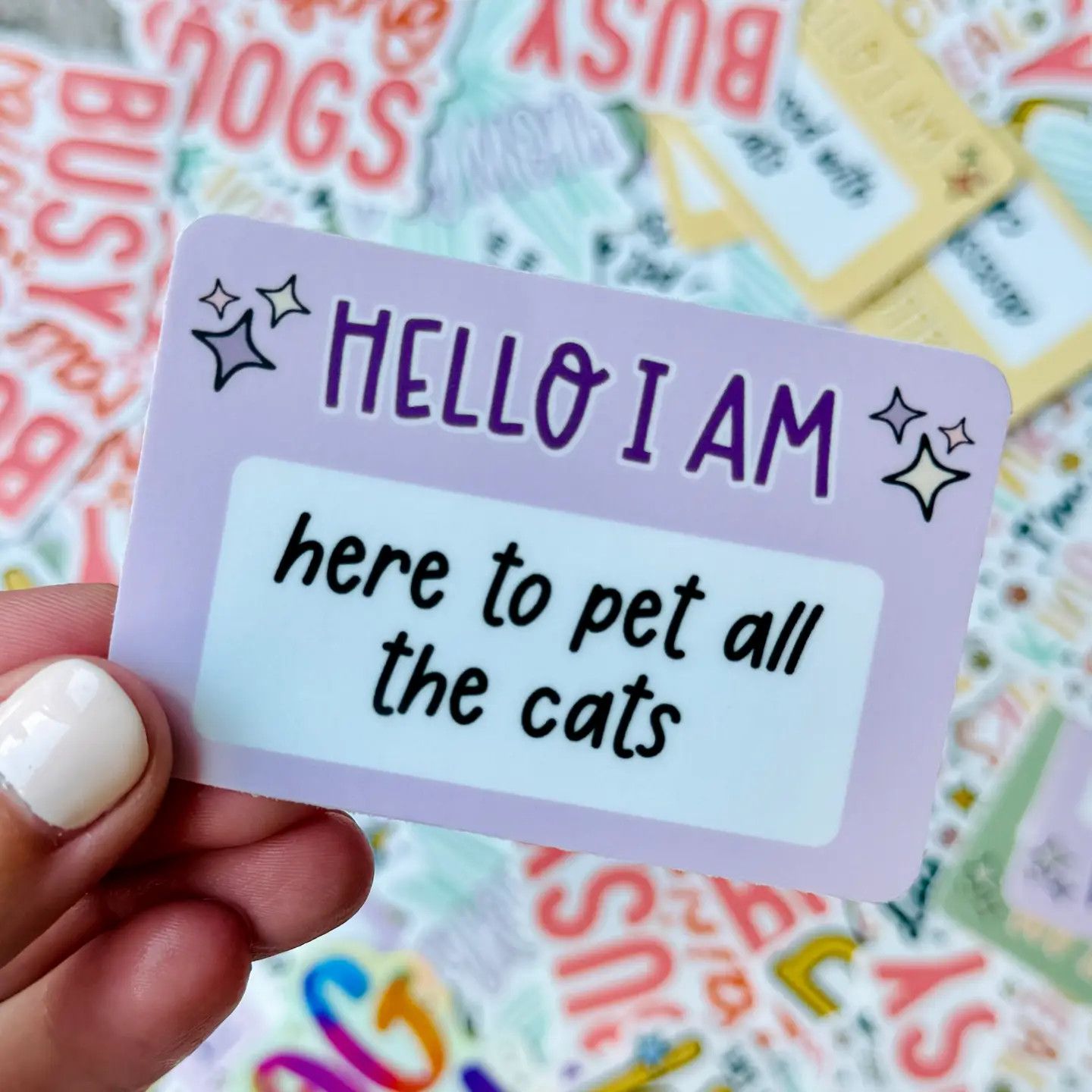 CAT NOVELTY STICKER HERE TO PET ALL THE CATS