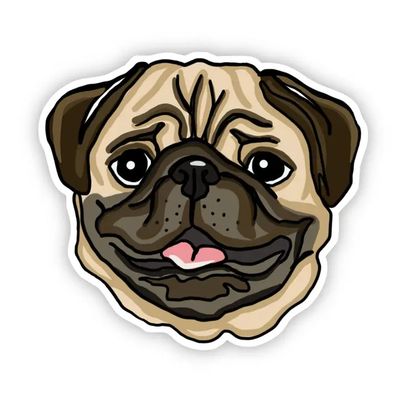 NOVELTY STICKER PUG FACE