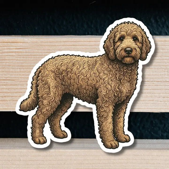 NOVELTY STICKER HAND DRAWN GOLDENDOODLE