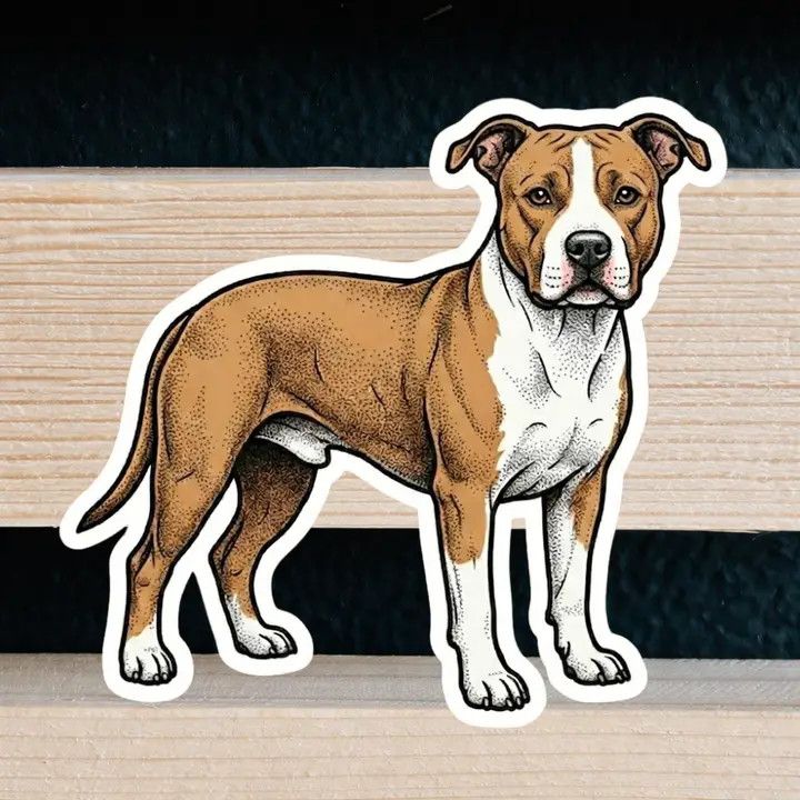 NOVELTY STICKER HAND DRAWN PIT BULL