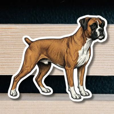 NOVELTY STICKER HAND DRAWN BOXER