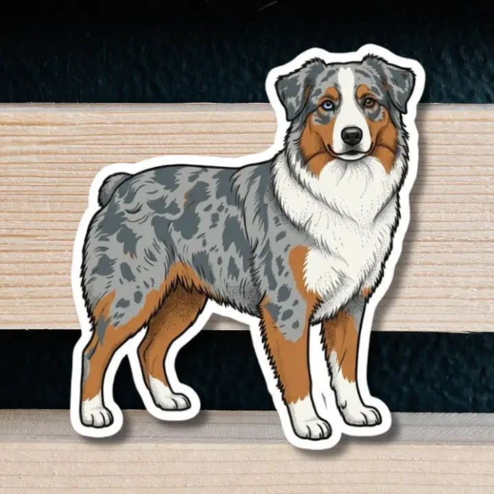 NOVELTY STICKER HAND DRAWN AUSTRALIAN SHEPHERD