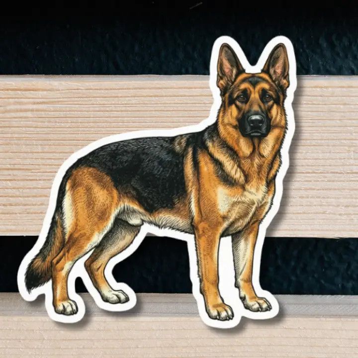 NOVELTY STICKER HAND DRAWN GERMAN SHEPHERD