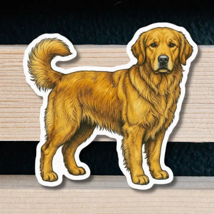 NOVELTY STICKER HAND DRAWN GOLDEN RETRIEVER