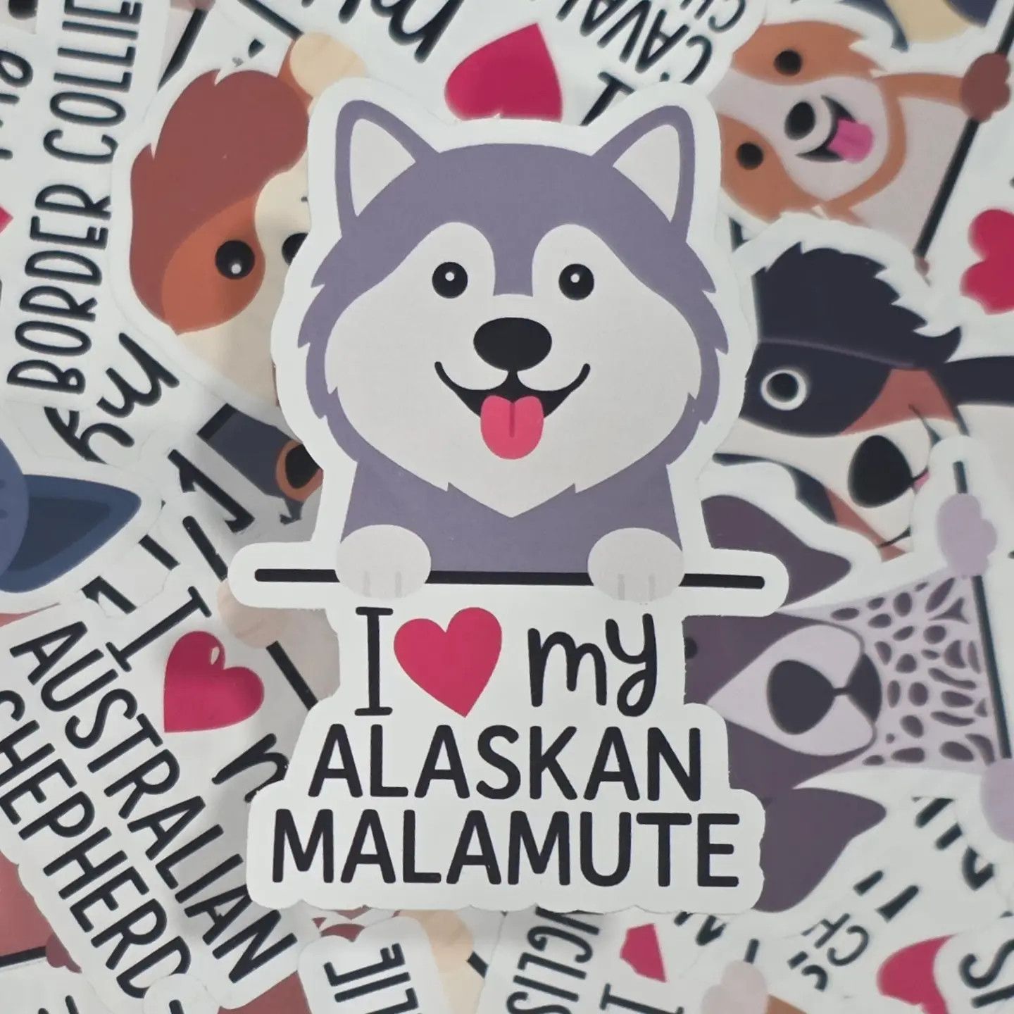 BREED STICKER I LOVE MY ALASKAN MALAMUTE