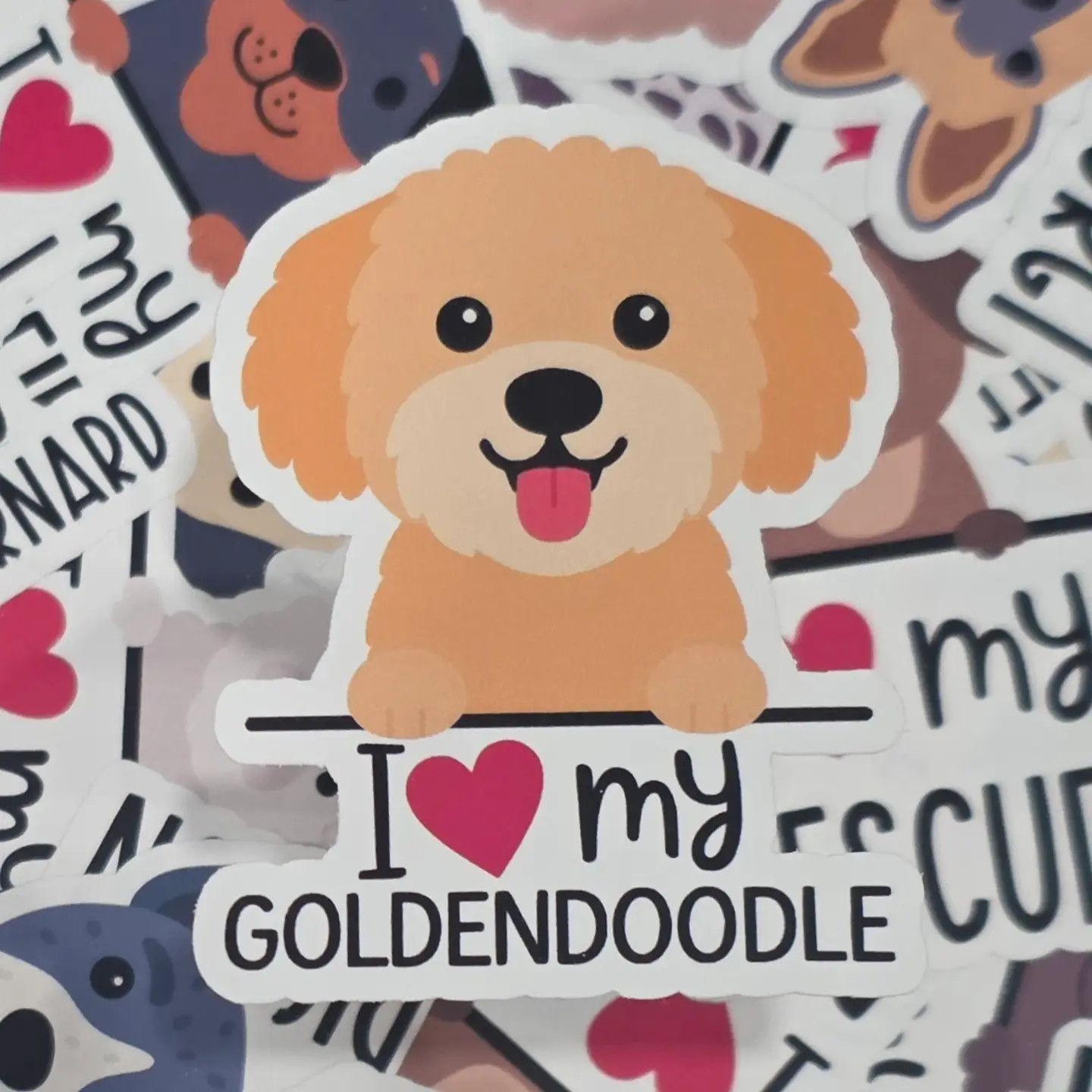 BREED STICKER I LOVE MY GOLDENDOODLE