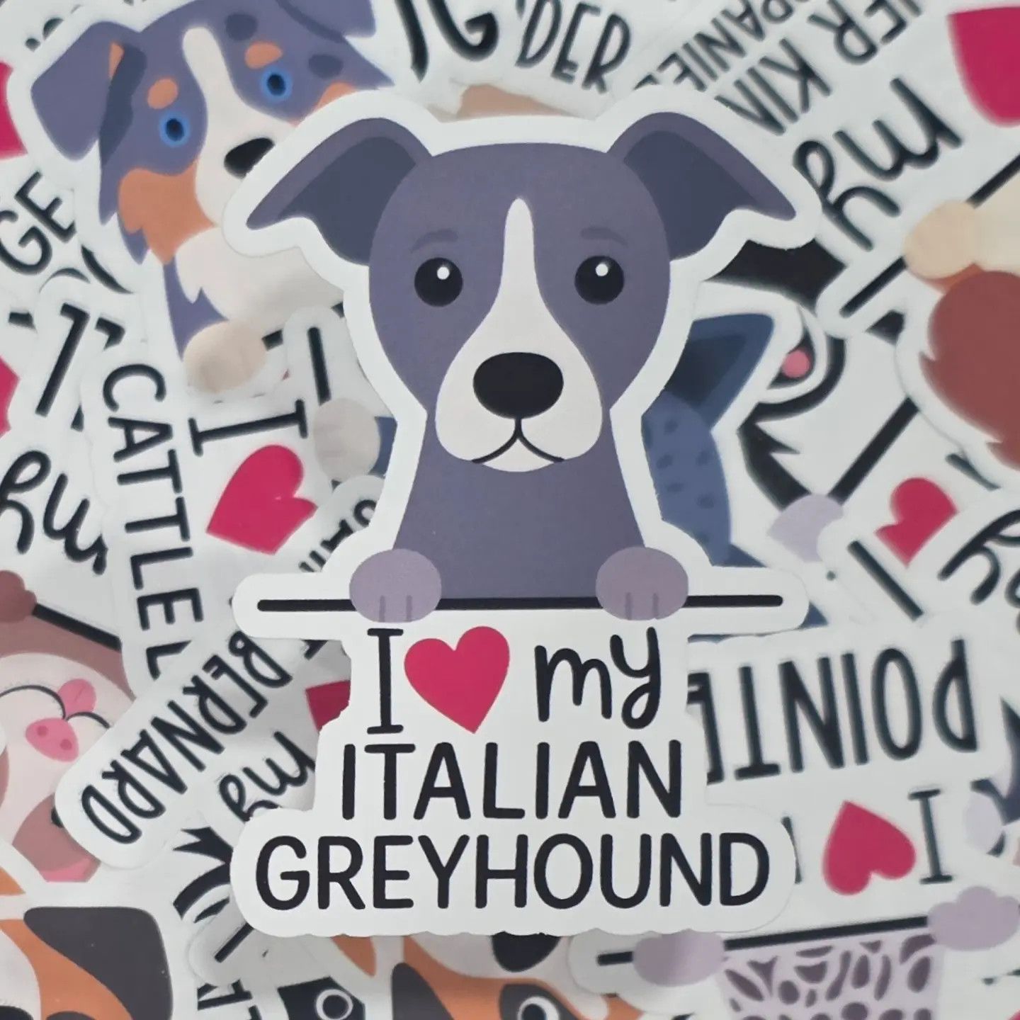 BREED STICKER I LOVE MY ITALIAN GREYHOUND