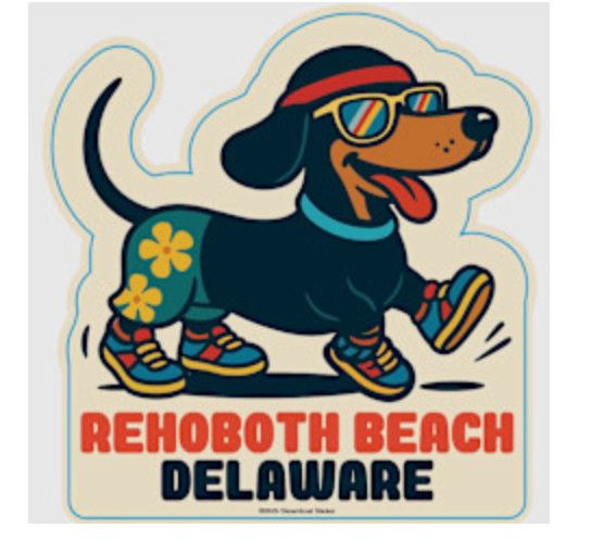 ACRYLIC MAGNET BEACH BOUND DACHSHUND