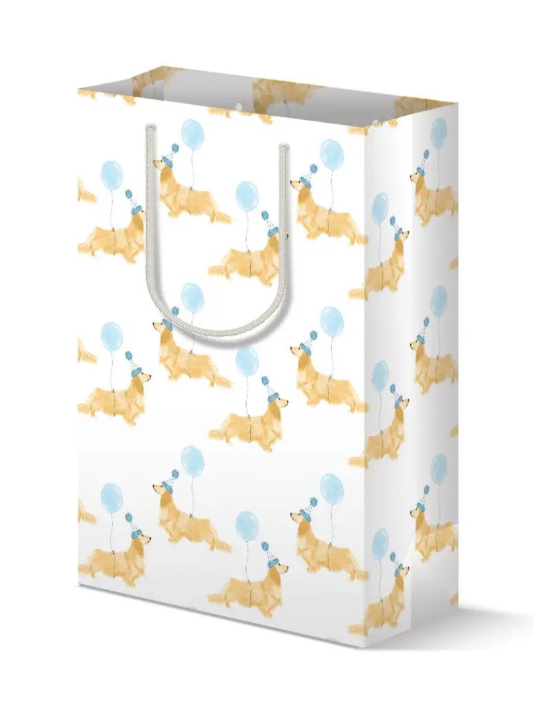 GIFT BAG BLUE BALLOON DACHSHUND