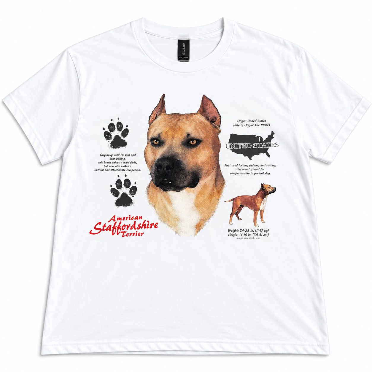VINTAGE AMERICAN STAFFORDSHIRE SS TEE, Size: S