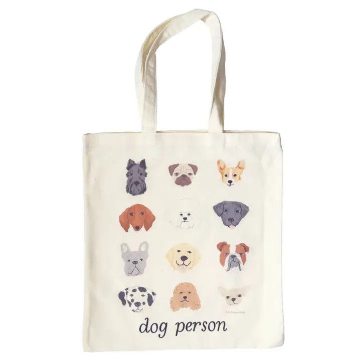 TOTE BAG DOG PERSON FACES