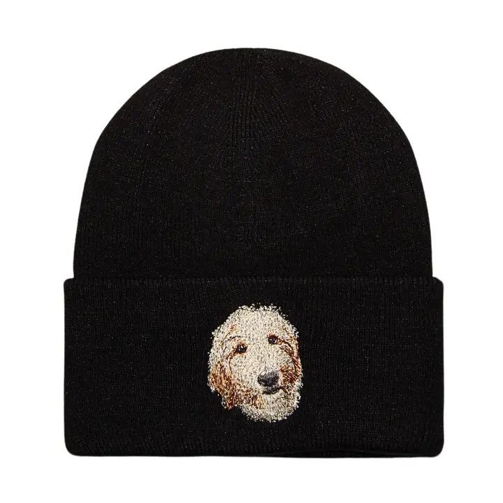KNIT BEANIE BLACK DOODLE