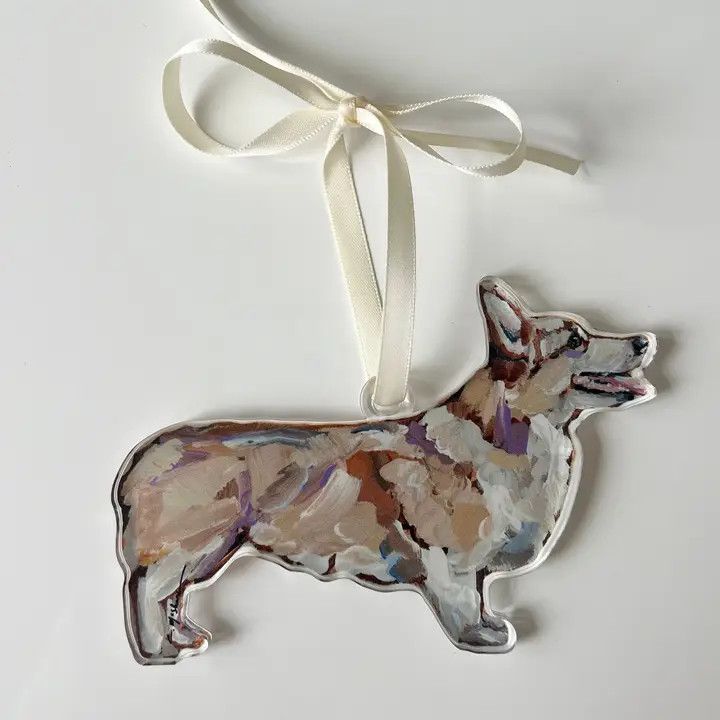 ACRYLIC ORNAMENT CORGI TAN