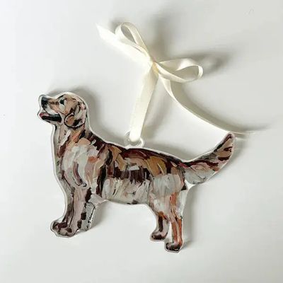 ACRYLIC ORNAMENT GOLDEN RETRIEVER DARK