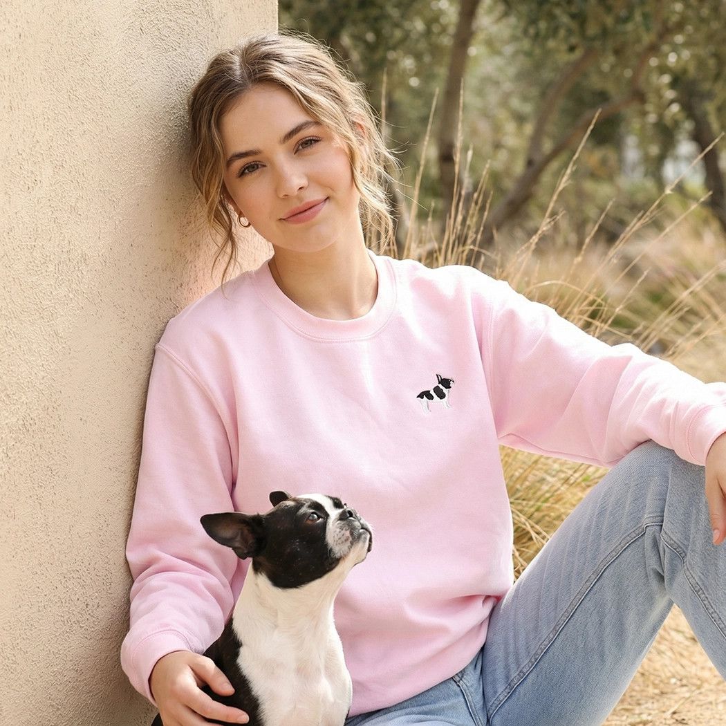 EMBROIDERED FRENCH BULLDOG CREWNECK