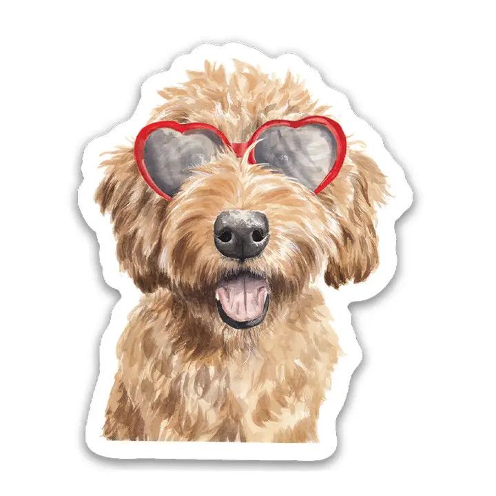 NOVELTY STICKER DOODLE IN HEART SUNGLASSES