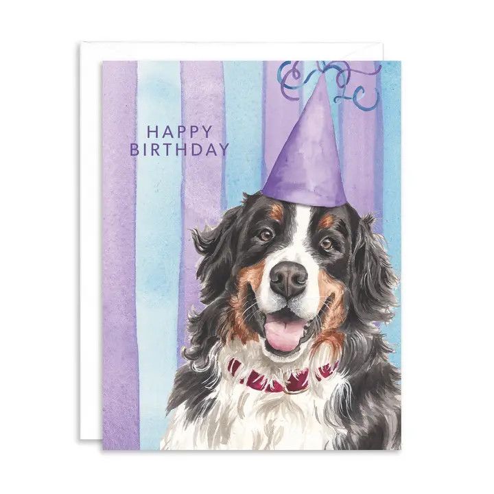 BIRTHDAY CARD BERNESE MOUNTAIN DOG STRIPES