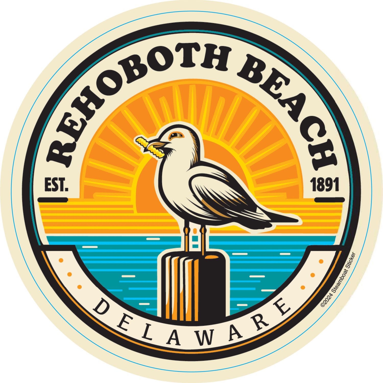 BEACH STICKER SUNSHINE SEAGULL
