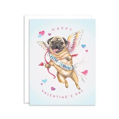 VALENTINE'S DAY CARD CUPID PUG