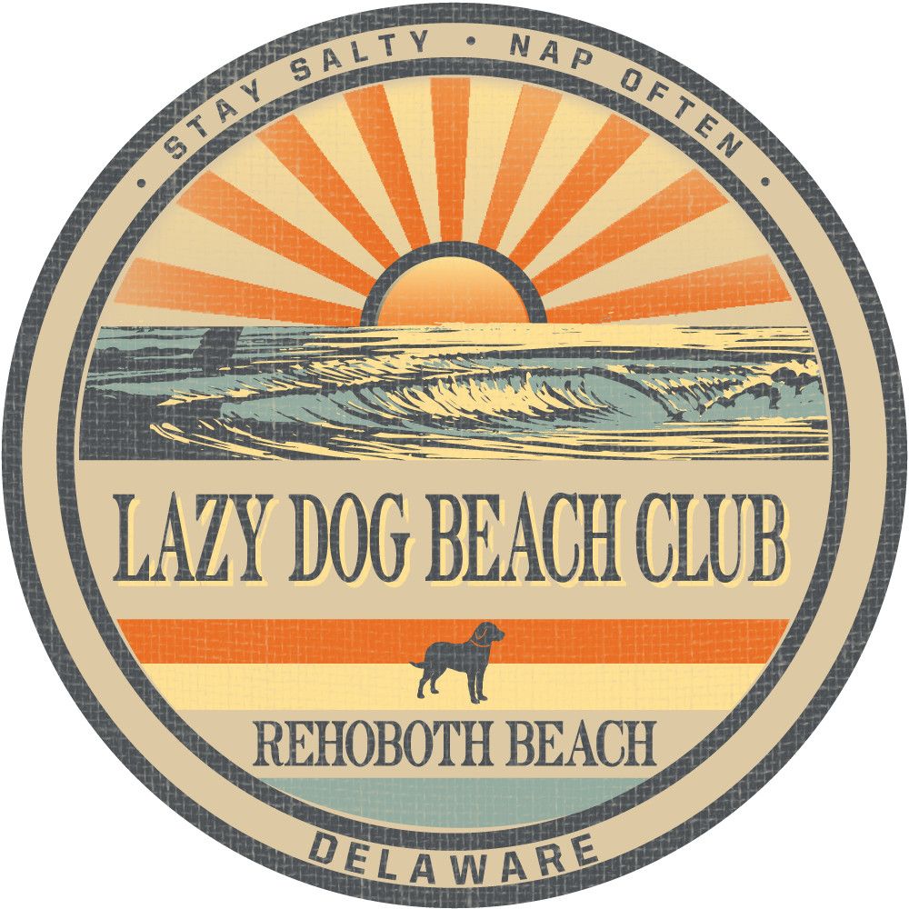 BEACH STICKER BEACH SUNSET LAZY DOG
