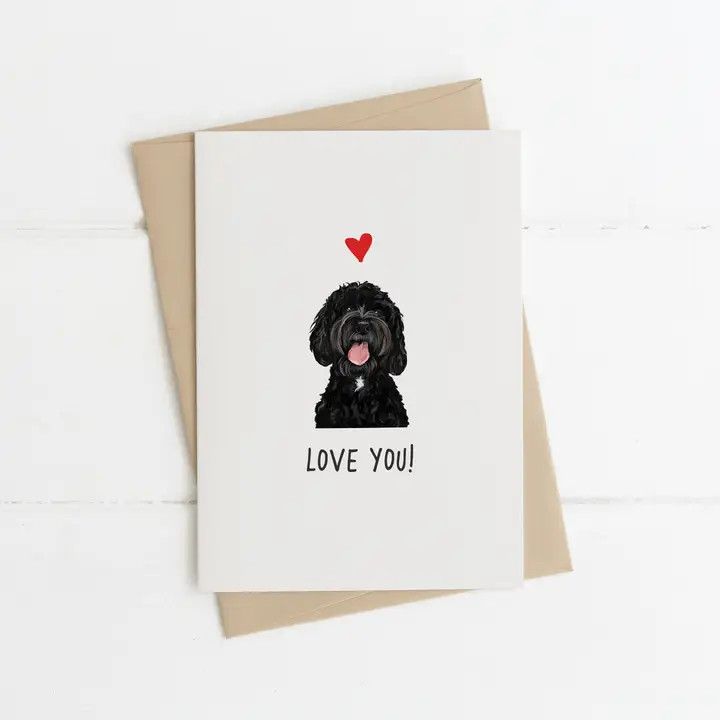 CARD LOVE YOU FROM THE DOG - DOODLE BLACK