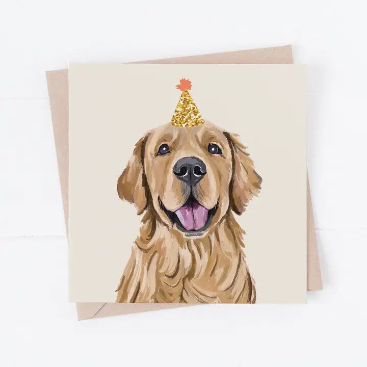 BIRTHDAY CARD PARTY GOLDEN RETRIEVER