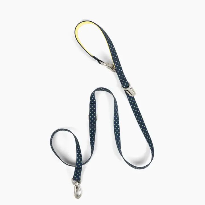 SPRINGLAND LEASH NAVY/BUTTER POLKA DOTS