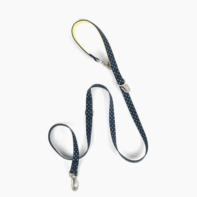 SPRINGLAND LEASH NAVY/BUTTER POLKA DOTS