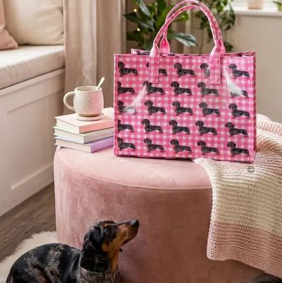 VINYL TOTE BAG PINK CHLOE DACHSHUND