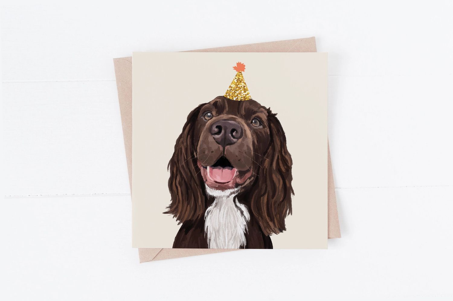 BIRTHDAY CARD PARTY COCKER SPANIEL BROWN