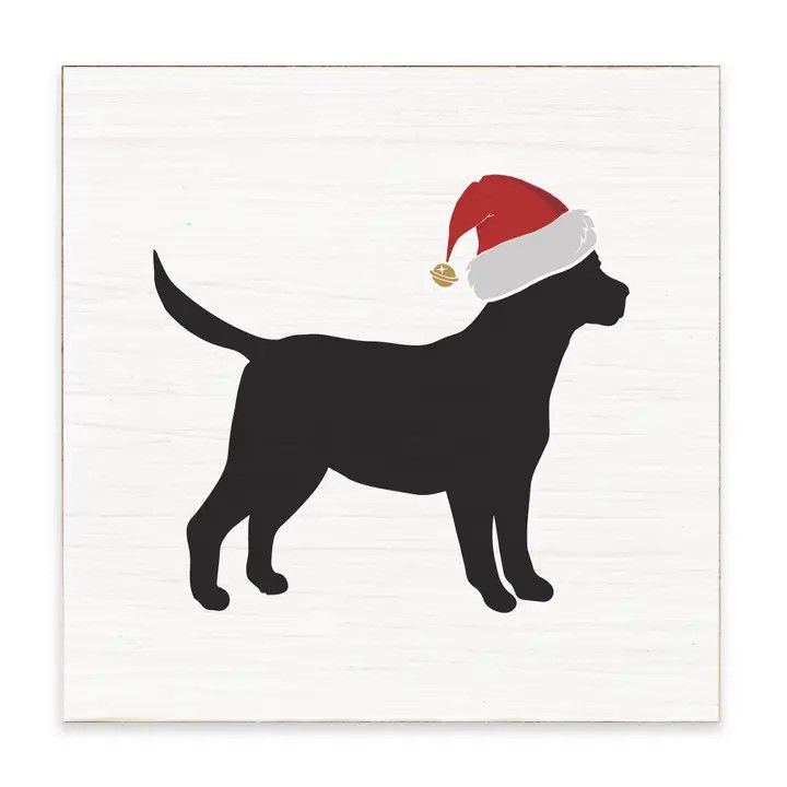 BLOCK SIGN SANTA PAWS BLACK LAB