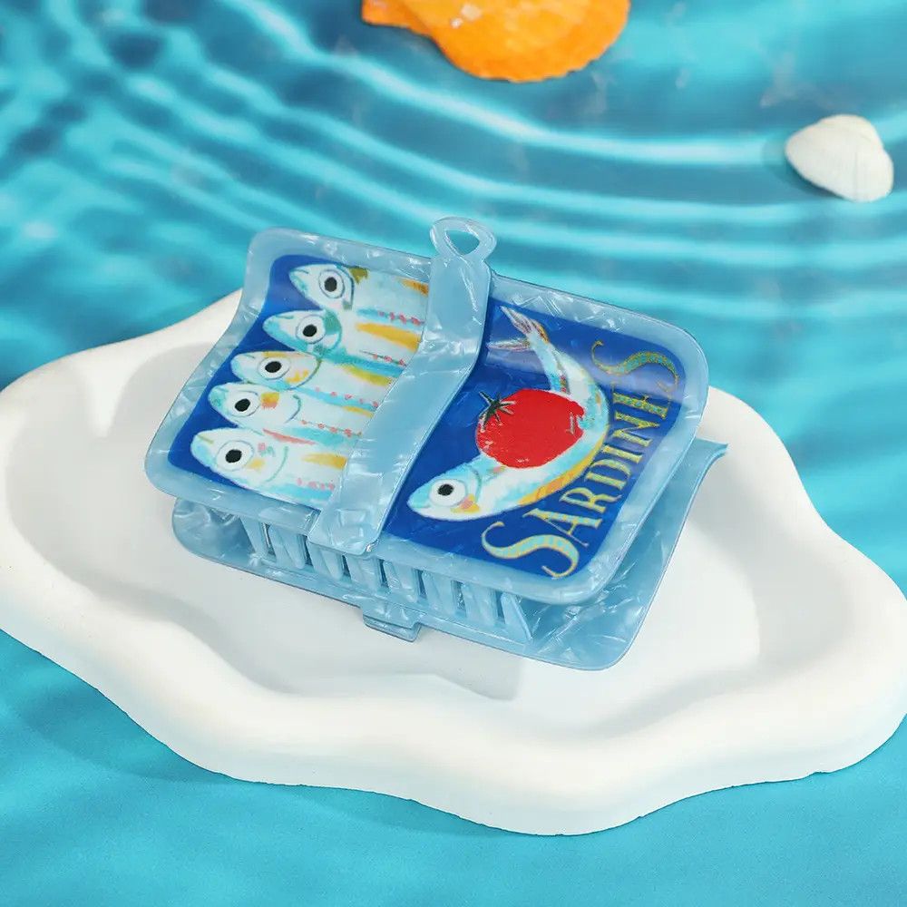 HAIR CLIP SARDINE TIN BLUE