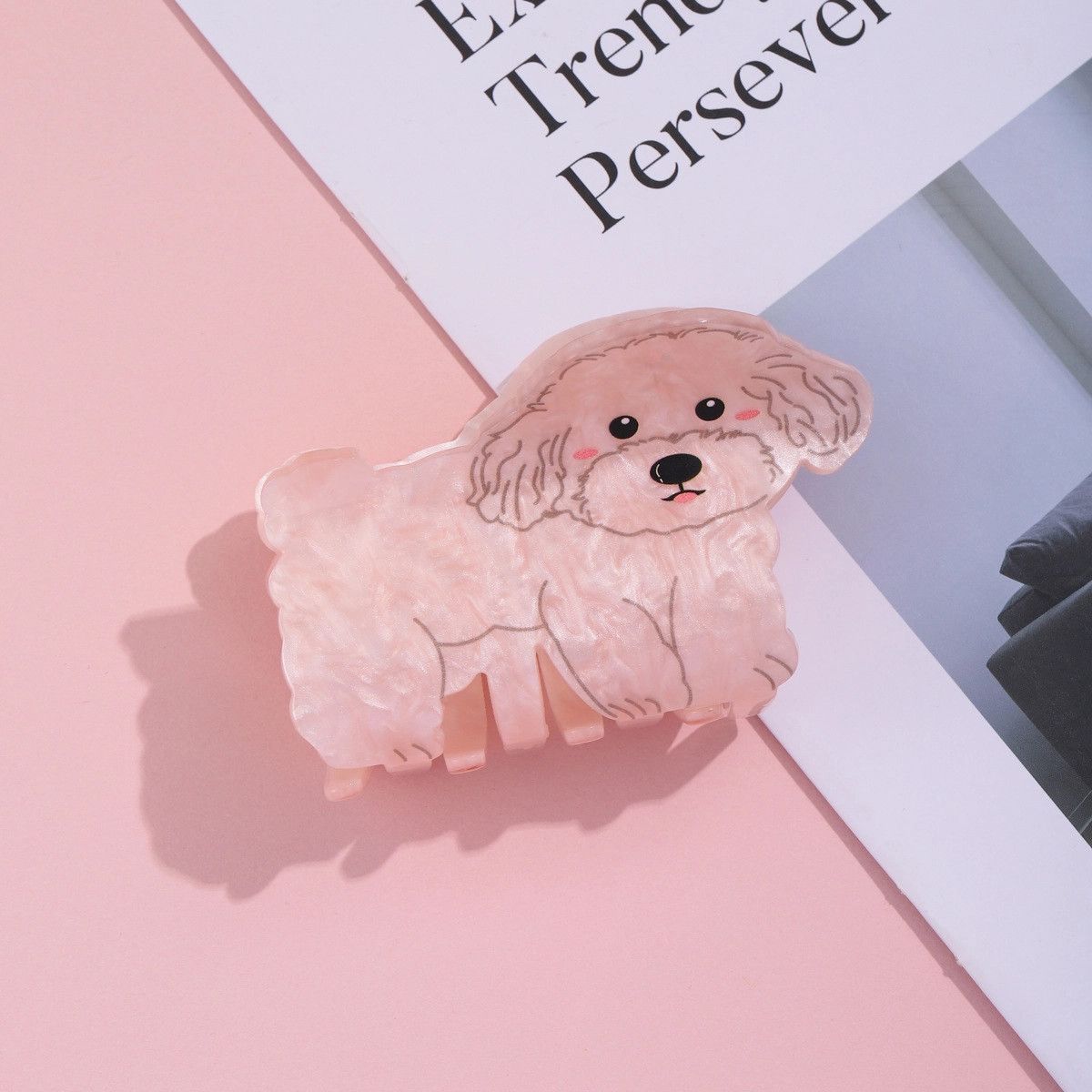 HAIR CLIP PINK MALTIPOO