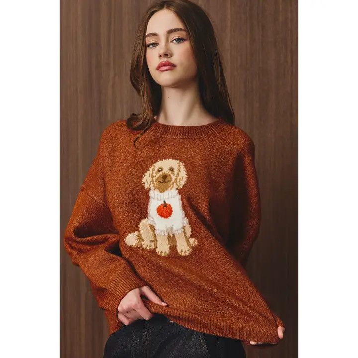 KNIT SWEATER PUMPKIN SPICE DOODLE, Size: XS