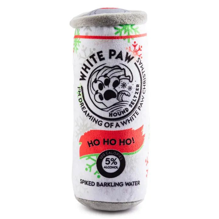 CHRISTMAS PLUSH WHITE PAW HO HO HO CAN