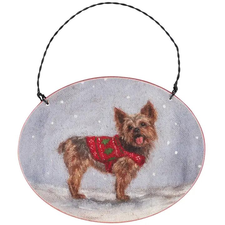 WOOD ORNAMENT COZY YORKIE