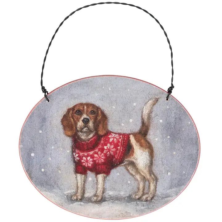 WOOD ORNAMENT COZY BEAGLE