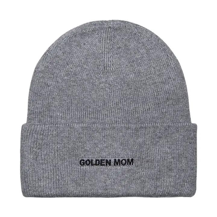 KNIT BEANIE GREY GOLDEN MOM