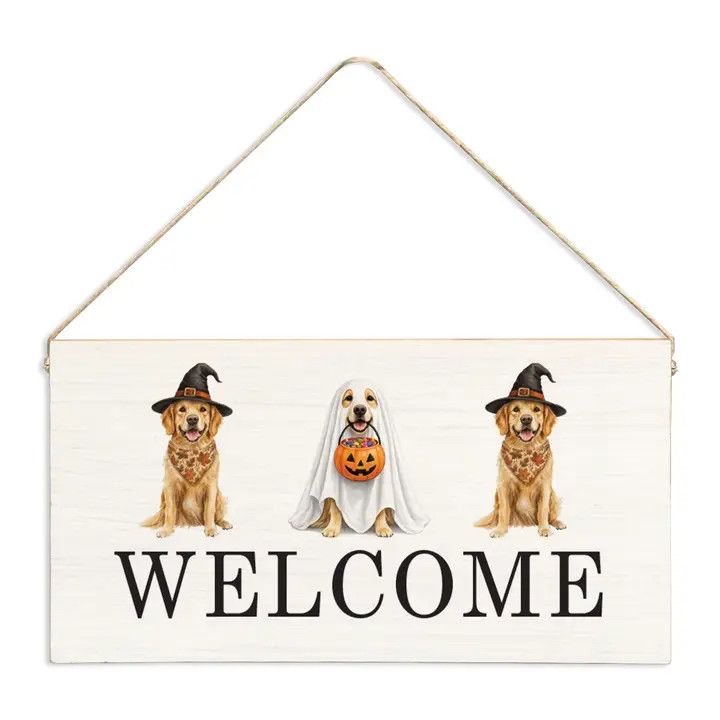 HALLOWEEN HANGING SIGN SPOOKY DOGS WELCOME