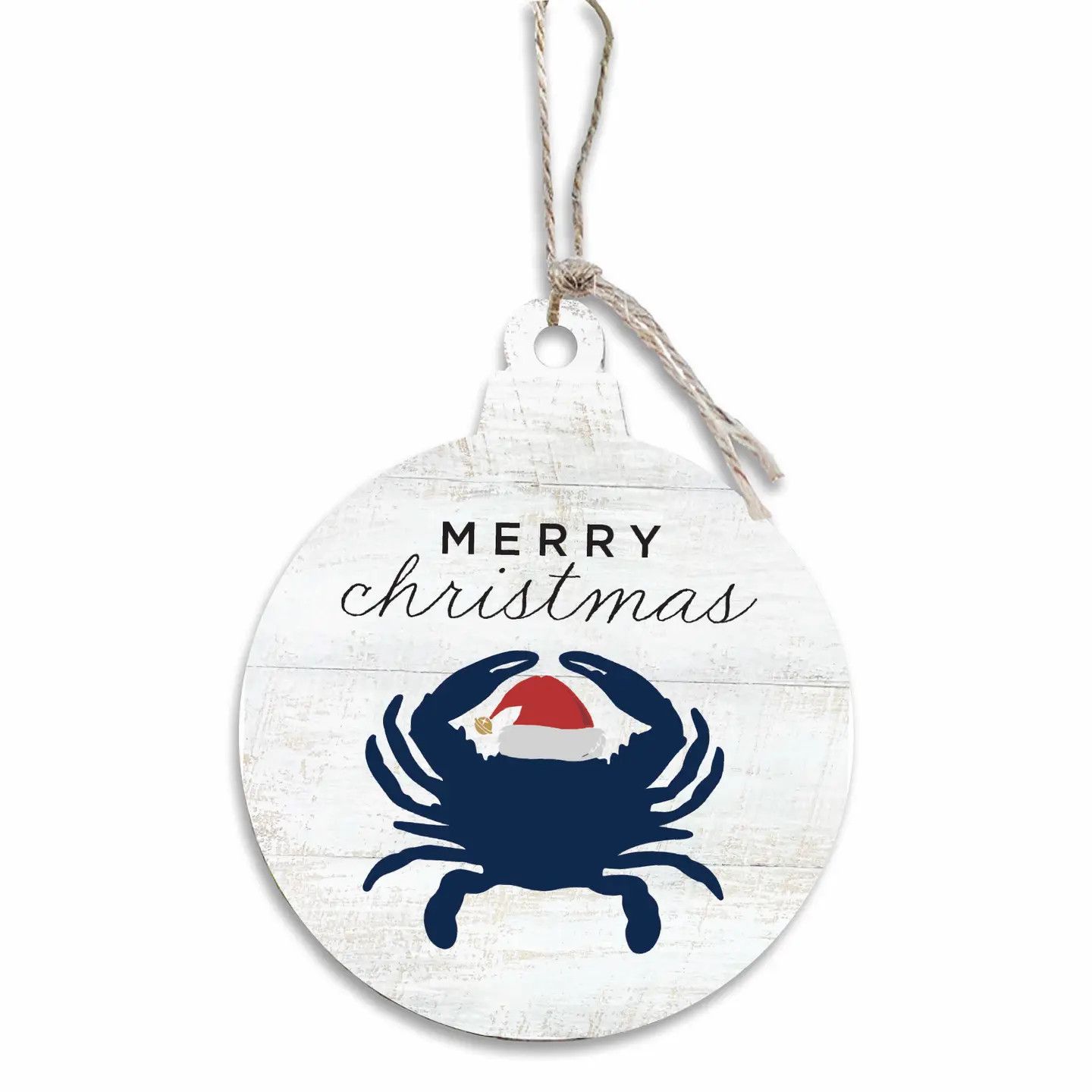 WOOD ORNAMENT MERRY CHRISTMAS SANTA CRAB