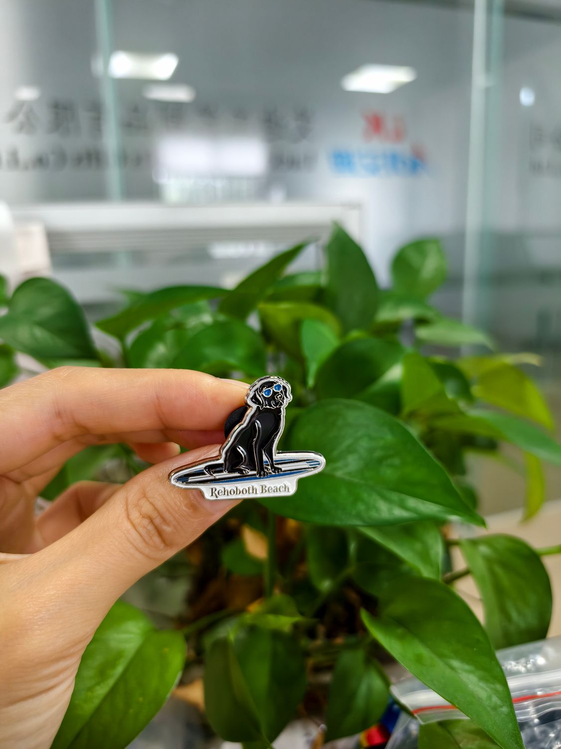 ENAMEL PIN SURFING BLACK LAB