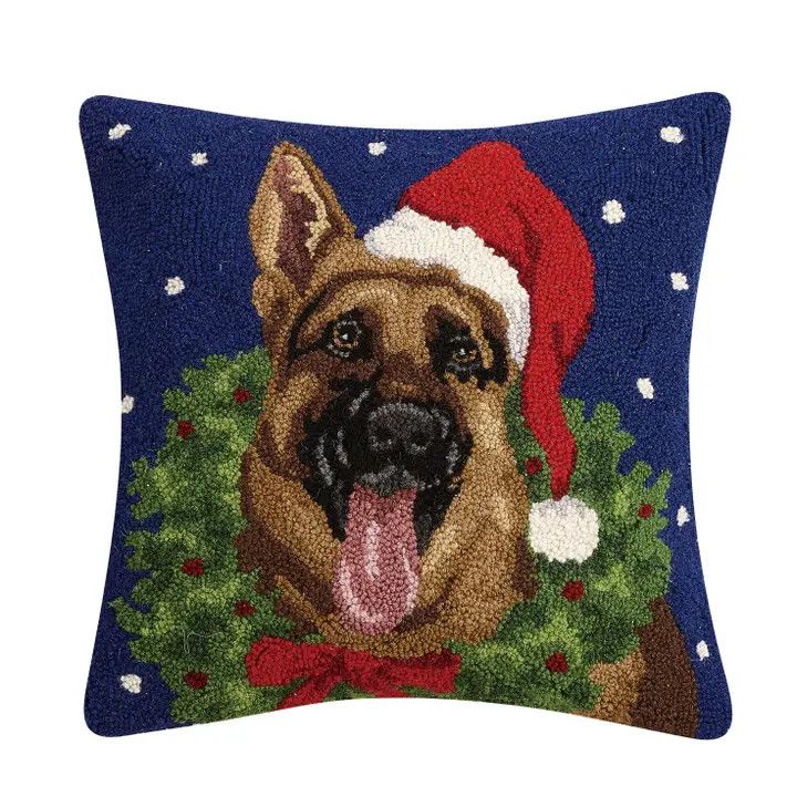 CHRISTMAS HOOK PILLOW GERMAN SHEPHERD