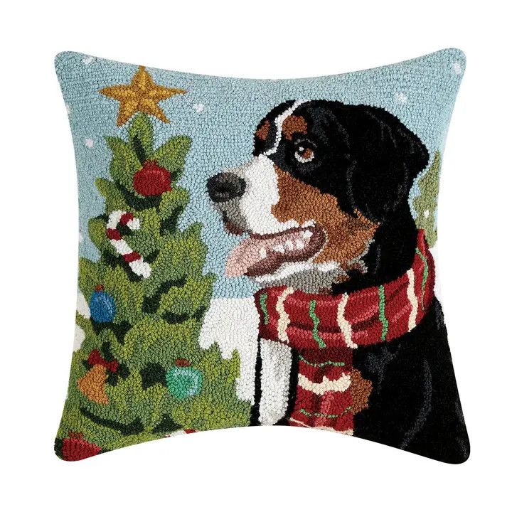 CHRISTMAS HOOK PILLOW BERNESE MOUNTAIN DOG