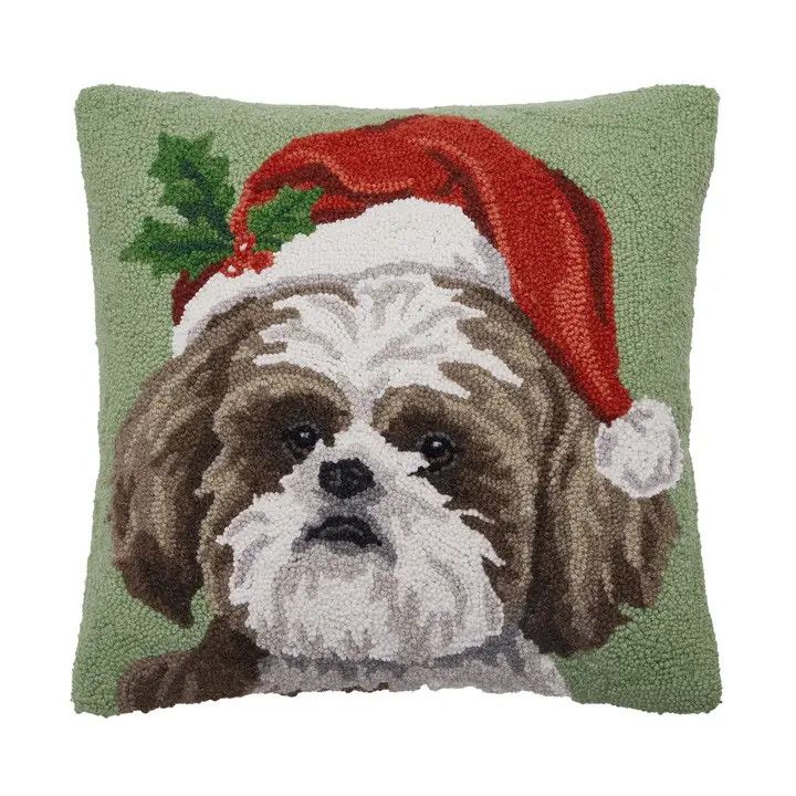 CHRISTMAS HOOK PILLOW SHIH TZU