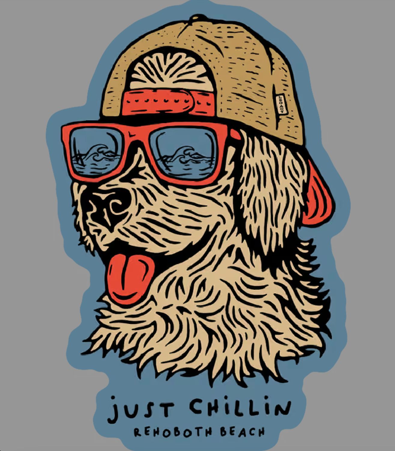 BEACH STICKER JUST CHILLIN GOLDEN RETRIEVER