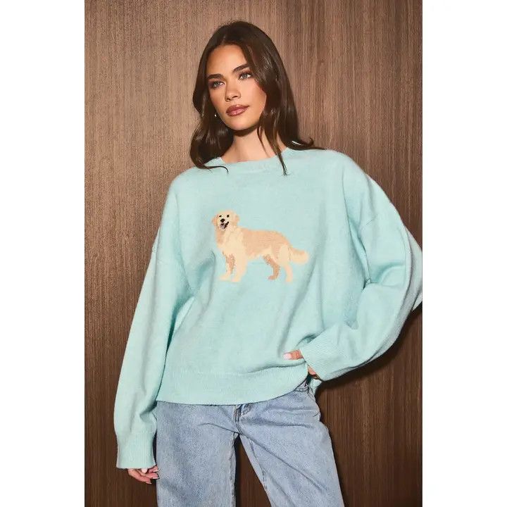KNIT SWEATER MINT GOLDEN RETRIEVER, Size: XS