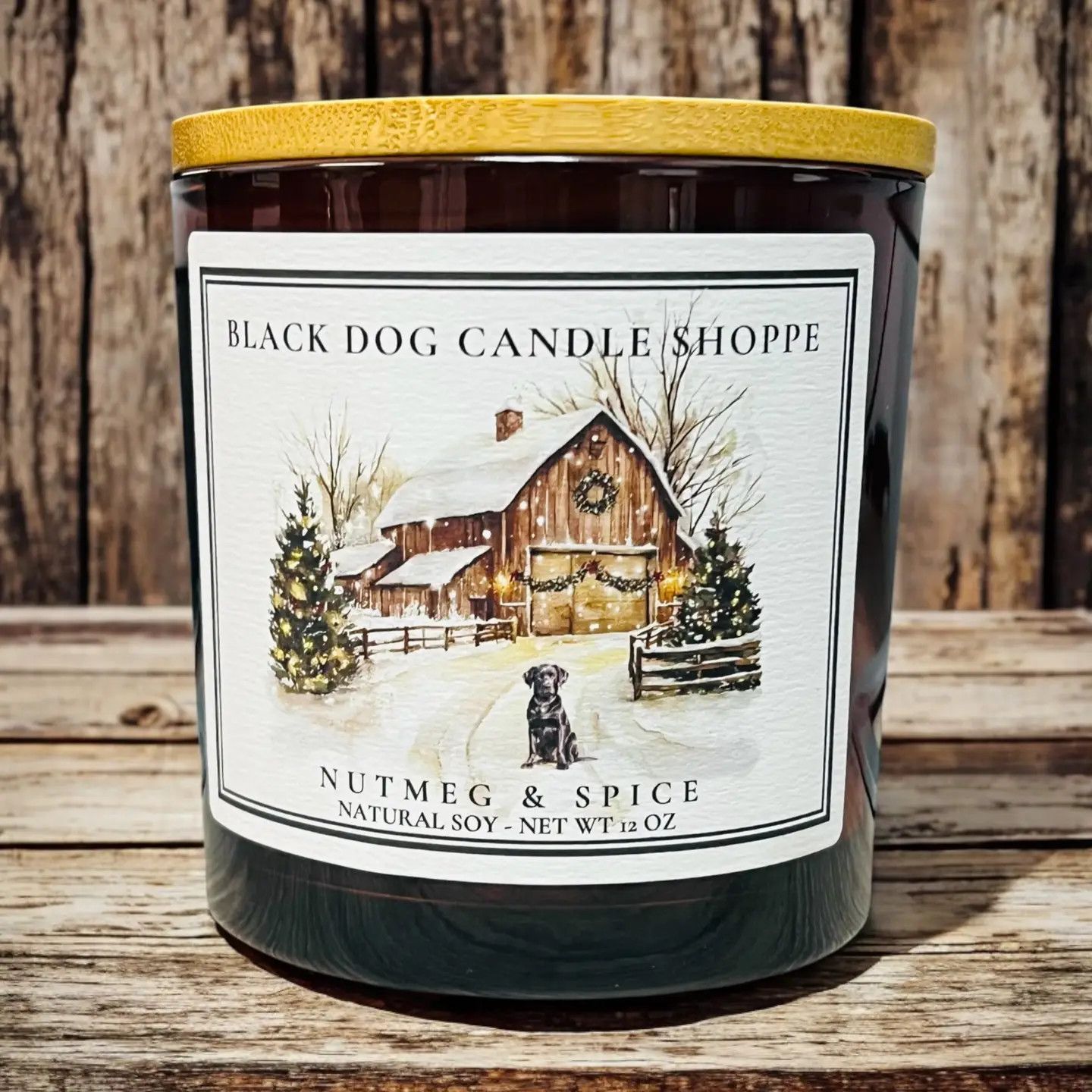 CHRISTMAS CANDLE WINTER BARN DOUBLE WICK - NUTMEG &amp; SPICE