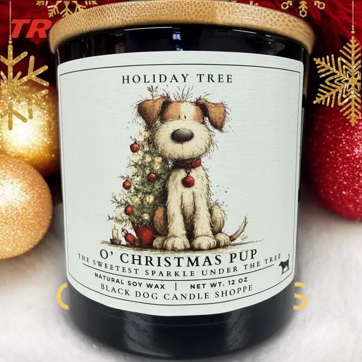 CHRISTMAS CANDLE O CHRISTMAS PUP DOUBLE WICK - HOLIDAY TREE