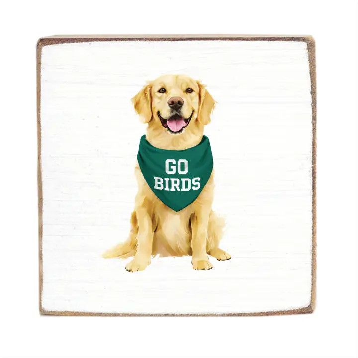 BLOCK SIGN GO BIRDS GOLDEN RETRIEVER